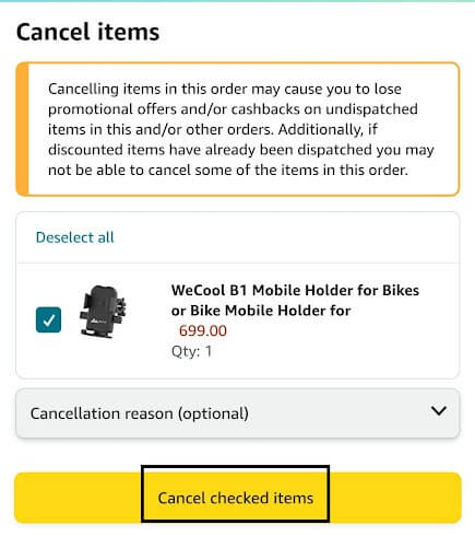 Cancel Checked Items